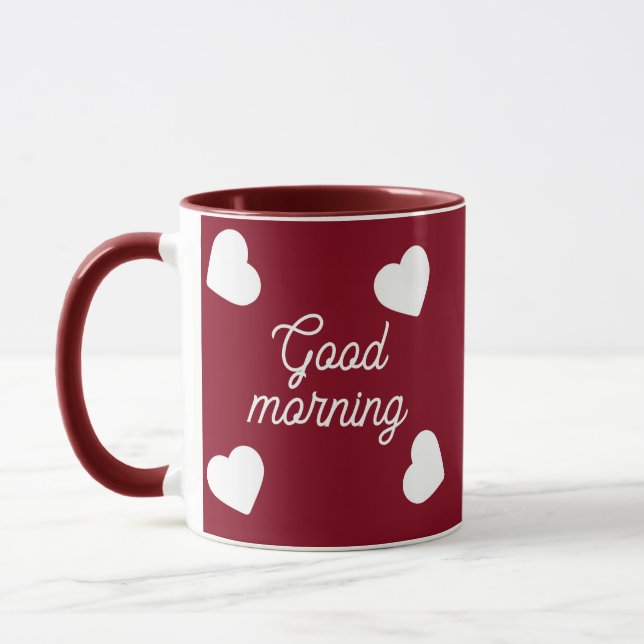 personalised red white hearts Mug (Left)