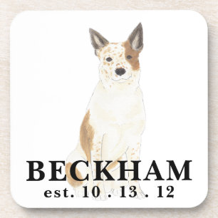 Personalised Red & White Heeler Cattledog Coaster