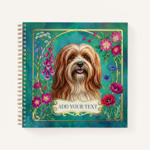 Personalised Red White Lhasa Apso Square Notebook