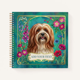 Personalised Red White Lhasa Apso Square Notebook