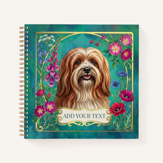 Personalised Red White Lhasa Apso Square Notebook (Front)