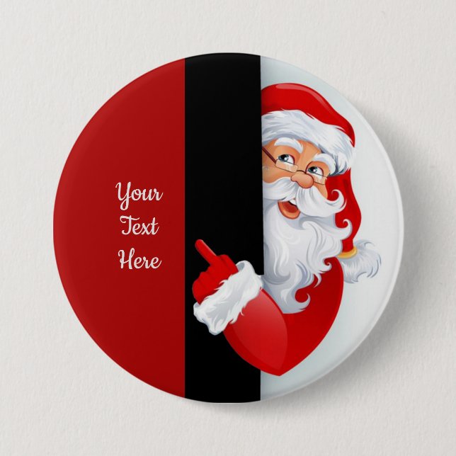 Personalised Red & White Santa 7.5 Cm Round Badge (Front)