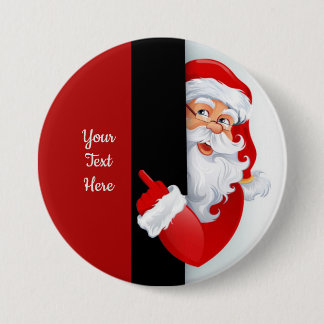Personalised Red & White Santa 7.5 Cm Round Badge