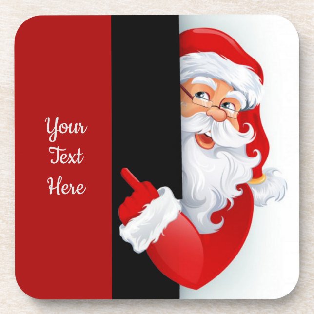 Personalised Red & White Santa Coaster (Front)