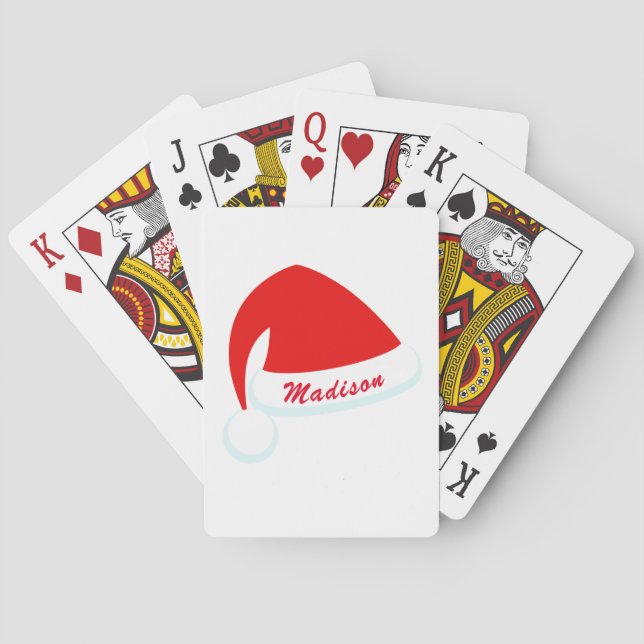 Personalised Red & White Santa Hat Playing Cards (Back)