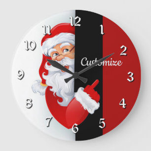 Personalised Red & White Santa Large Clock