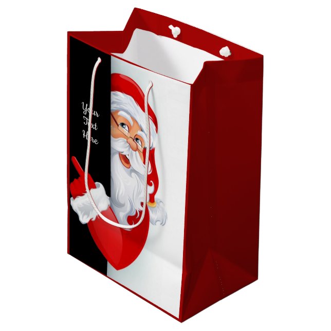 Personalised Red & White Santa Medium Gift Bag (Front Angled)