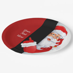 Personalised Red & White Santa Paper Plate
