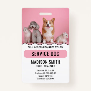 Personalised Red White Service Dog ID Badge