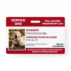 Personalised Red White Service Dog Photo ID Badge