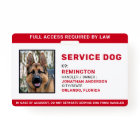 Personalised Red White Service Dog Photo ID Badge
