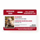Personalised Red White Service Dog Photo ID Badge