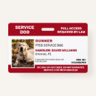 Personalised Red White Service Dog Photo ID Badge