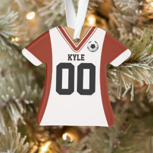 Personalised Red/White Soccer Jersey Ornament