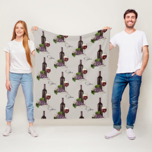Personalised Red Wine Pattern Fleece Blanket