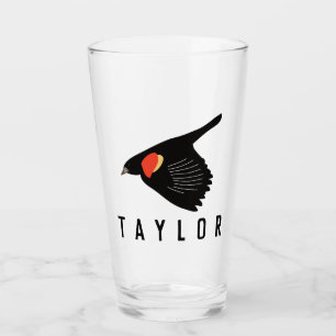 Personalised Red-Winged Blackbird in Flight Glass