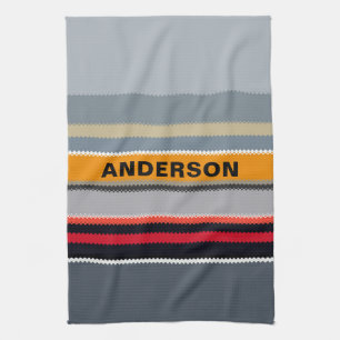 Personalised Red Yellow Blue Silver Multicolored Tea Towel