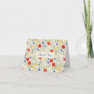 Personalised Red Yellow Blue Wildflowers Thank you Card