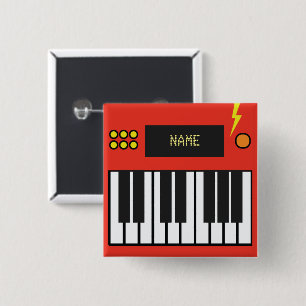 Personalised Reddish Orange Keyboard Music 15 Cm Square Badge