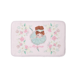 Personalised Redhead Ballerina Pink Floral Bath Mat