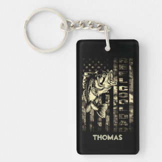 Personalised Reel Cool Dad Camouflage Flag Fishing Key Ring