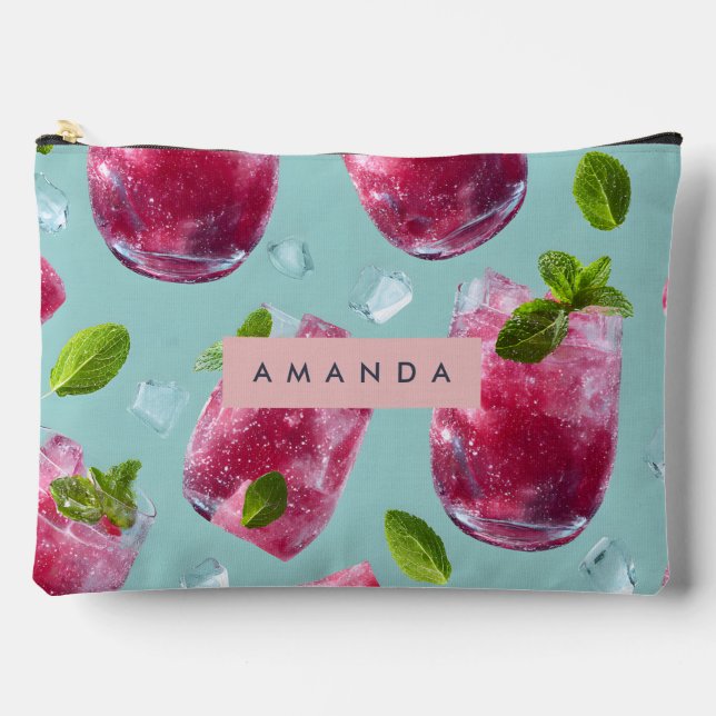 Personalised Refreshing Berry Mint Sparkle Drink Accessory Pouch (Front)