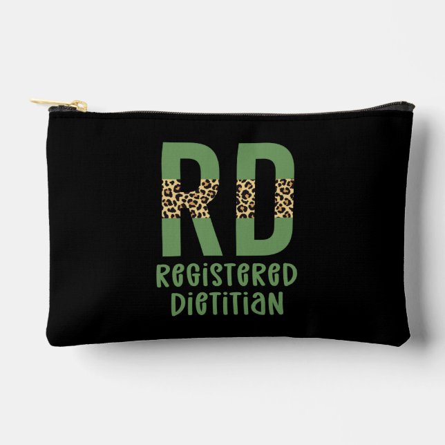 Personalised Registered Dietician Cheetah print RD Accessory Pouch (Front)