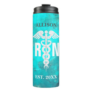 Personalised Registered Nurse Caduceus Marble Thermal Tumbler