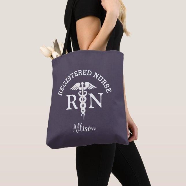Personalised Registered Nurse Purple Plum Medical  Tote Bag (Close Up)