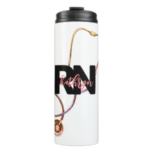 Personalised Registered Nurse RN Monogram Pink  Thermal Tumbler