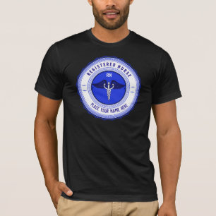 Personalised Registered Nurse Royal Blue Caduceus T-Shirt