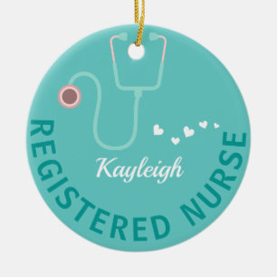 Personalised Registered Nurse- stethoscope Ceramic Tree Decoration