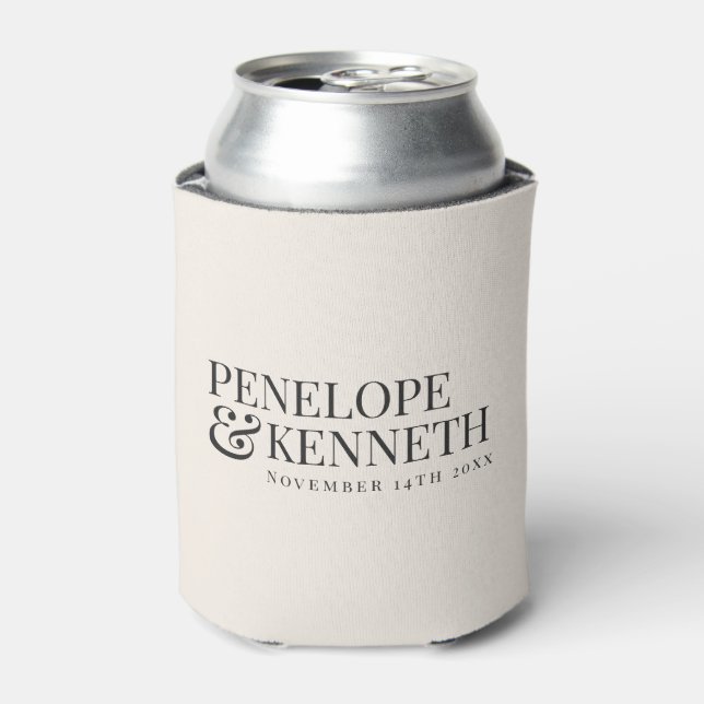 Personalised Rehearsal Dinner Favour Wedding Ivory Can Cooler (Can Front)