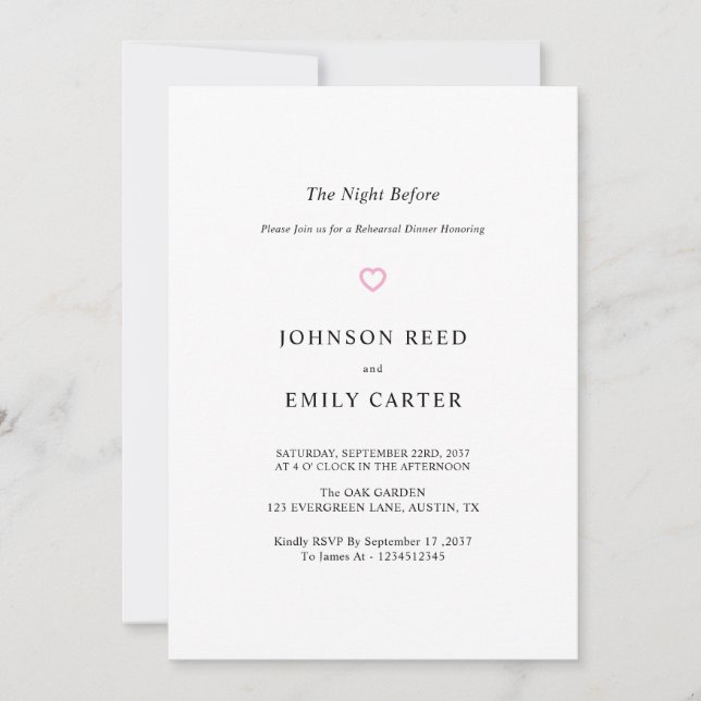 Personalised Rehearsal dinner Invitation (Front)