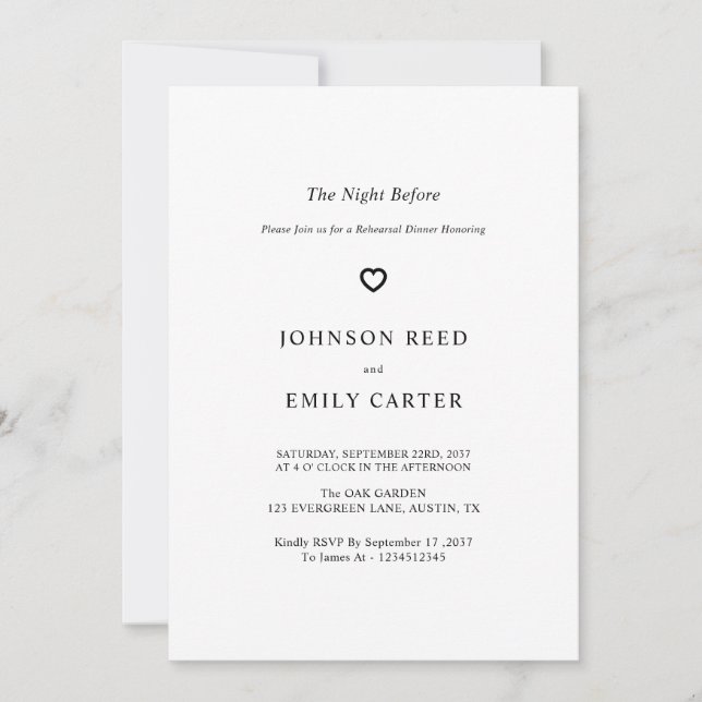 Personalised Rehearsal dinner Invitation (Front)