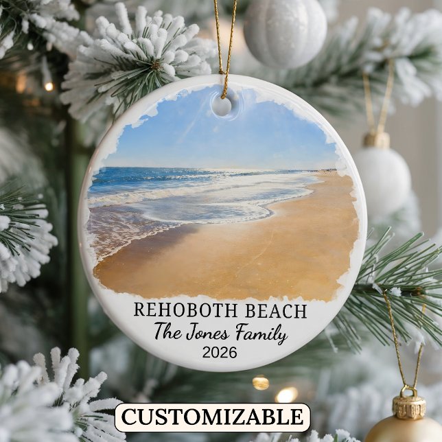 Personalised Rehoboth Beach Ornament, Delaware Ceramic Tree Decoration (Creator Uploaded)
