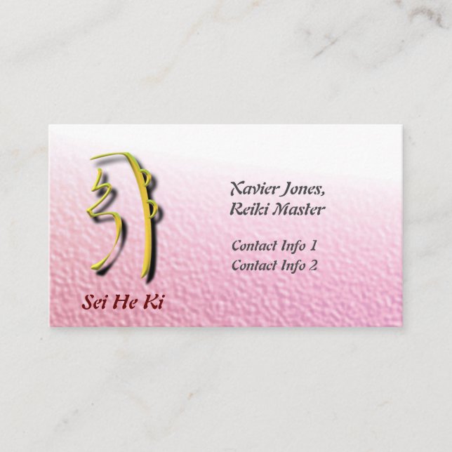 Personalised Reiki Master business cards (Front)