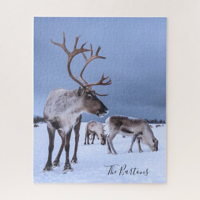 Personalised Reindeer Add Your Photo Jigsaw Puzzle (Vertical)
