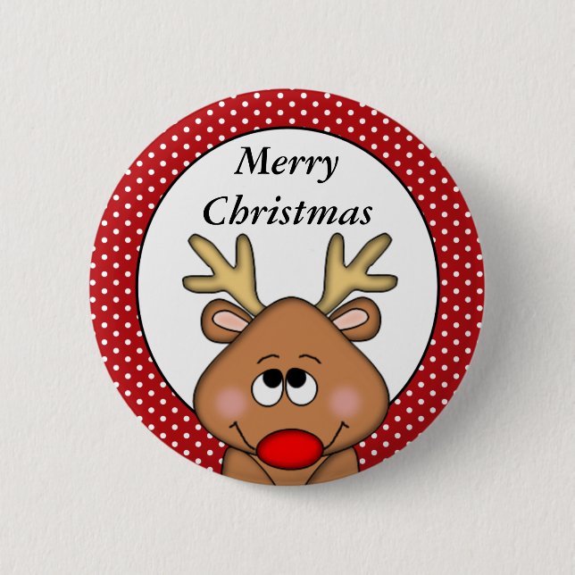 Personalised Reindeer Christmas Button (Front)