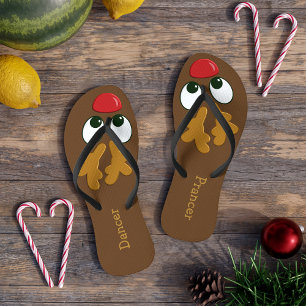 Personalised Reindeer Christmas in July Womens Flip Flops