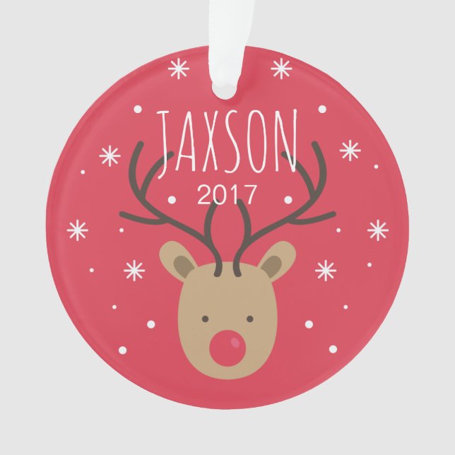 Personalised Reindeer Christmas Ornament (Front)