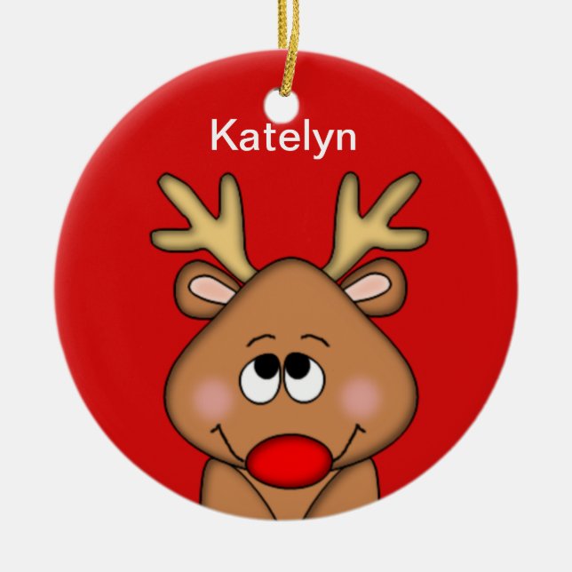 Personalised Reindeer Christmas Ornament (Front)