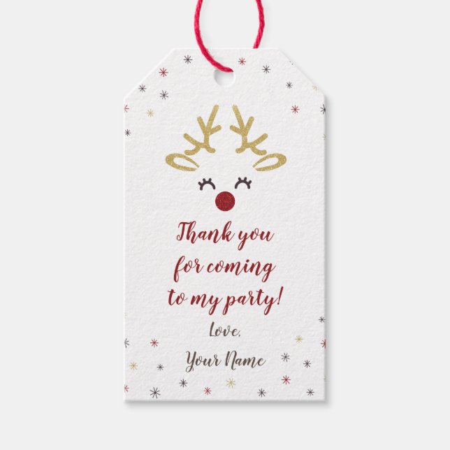 Personalised Reindeer Christmas Party Tags (Front)