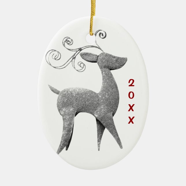 Personalised Reindeer Christmas Photo Ornament (Front)