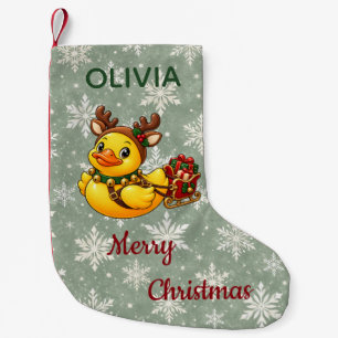 Personalised Reindeer Christmas Rubber Duck Small Christmas Stocking