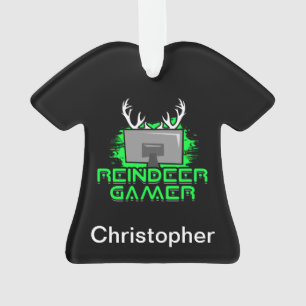 Personalised Reindeer Gamer Christmas Funny Ornament