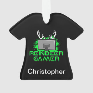 Personalised Reindeer Gamer Christmas Funny Ornament