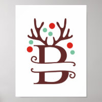 Personalised Reindeer Letter B Split Monogram 