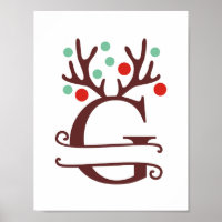 Personalised Reindeer Letter G Split Monogram