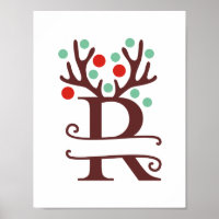 Personalised Reindeer Letter R Split Monogram